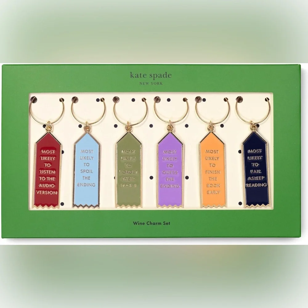 ♠️ Kate Spade Multicolor Wine Charms Set for book readers. - Picture 1 of 4